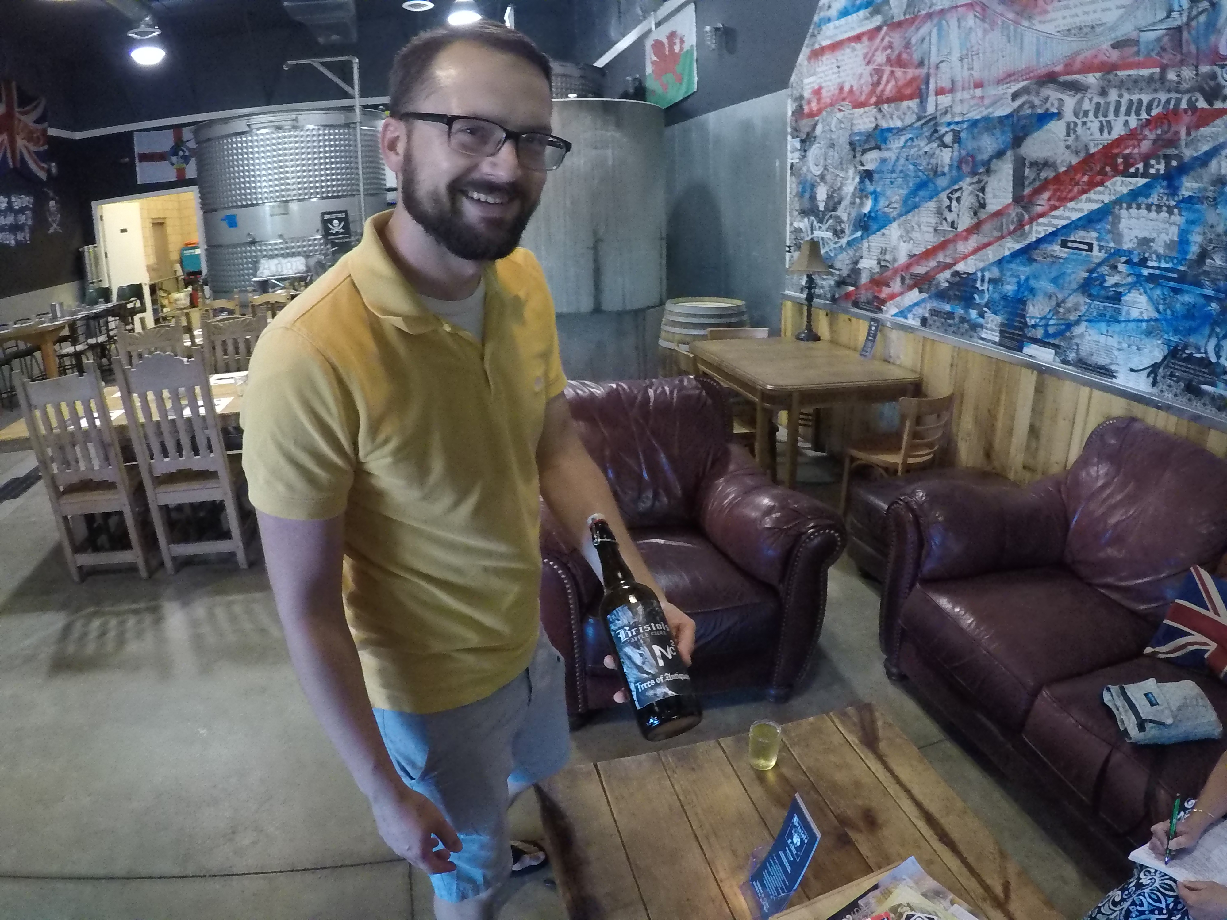 Erich Fleck with cider bottle